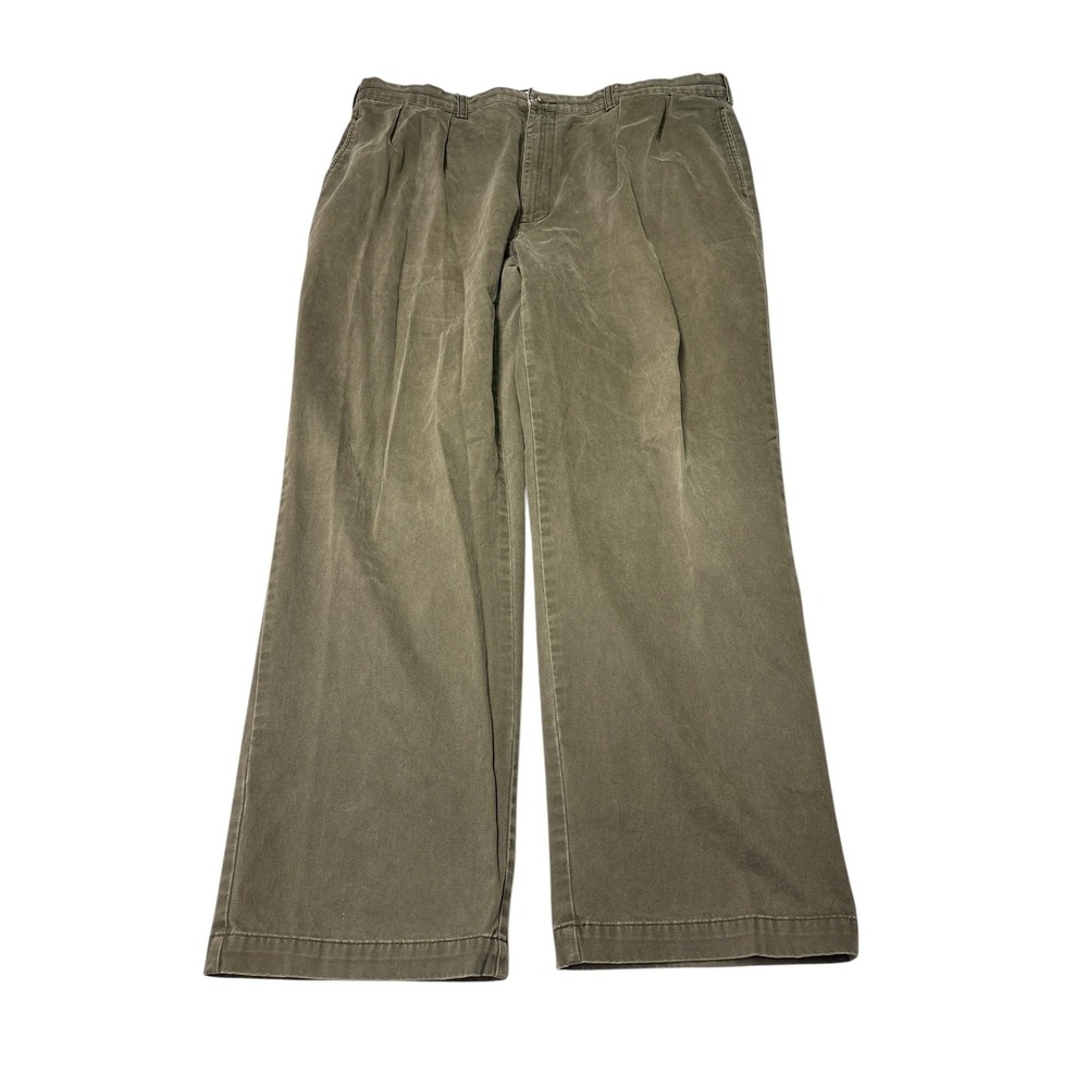VTG Polo Ralph Lauren Andrew Pleated Chinos Men 42x32 Olive Wide Leg Cotton Pant